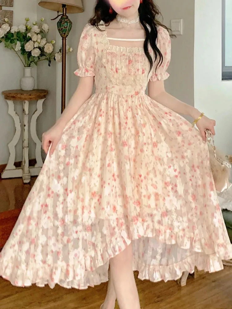 DressBetty - 2024 Elegant Lolita Party Women Korean Fashion Holiday Floral Dress