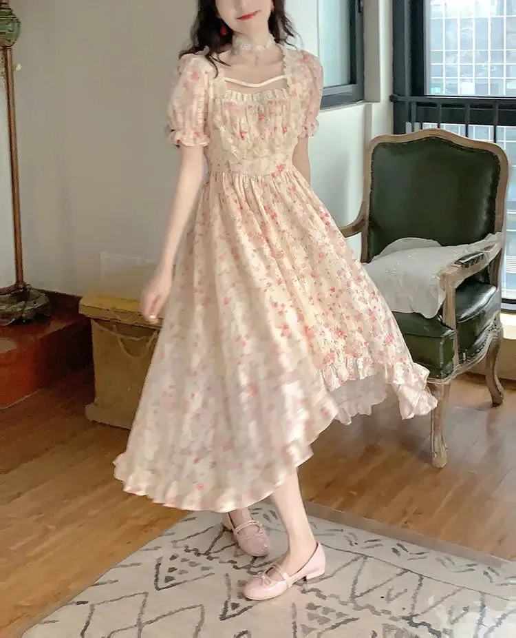 DressBetty - 2024 Elegant Lolita Party Women Korean Fashion Holiday Floral Dress