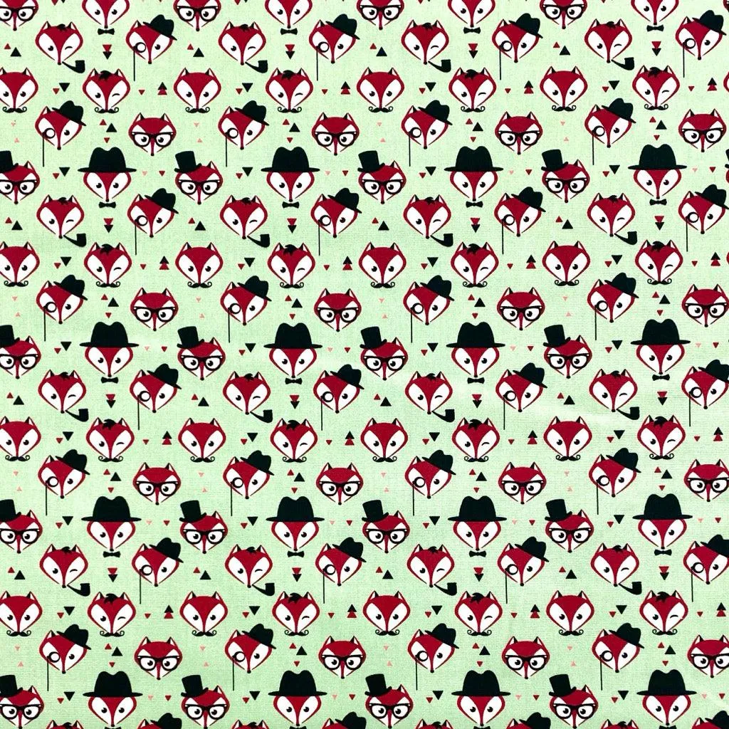 Fancy Foxes Rose & Hubble Cotton Poplin Fabric