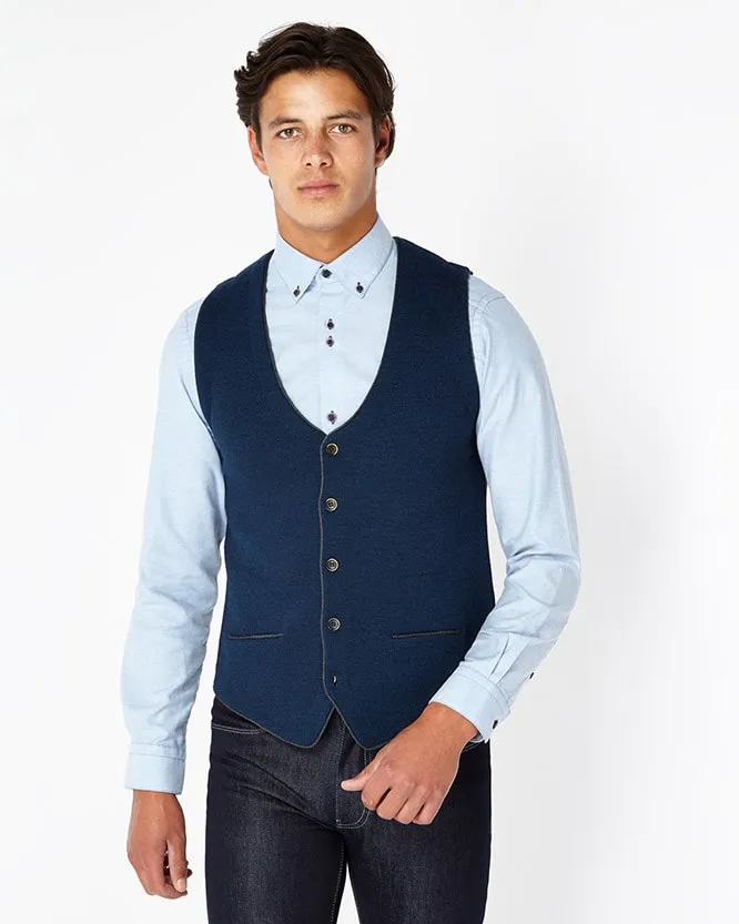 Fine Gauge Merino Wool-Blend Knitted Waistcoat