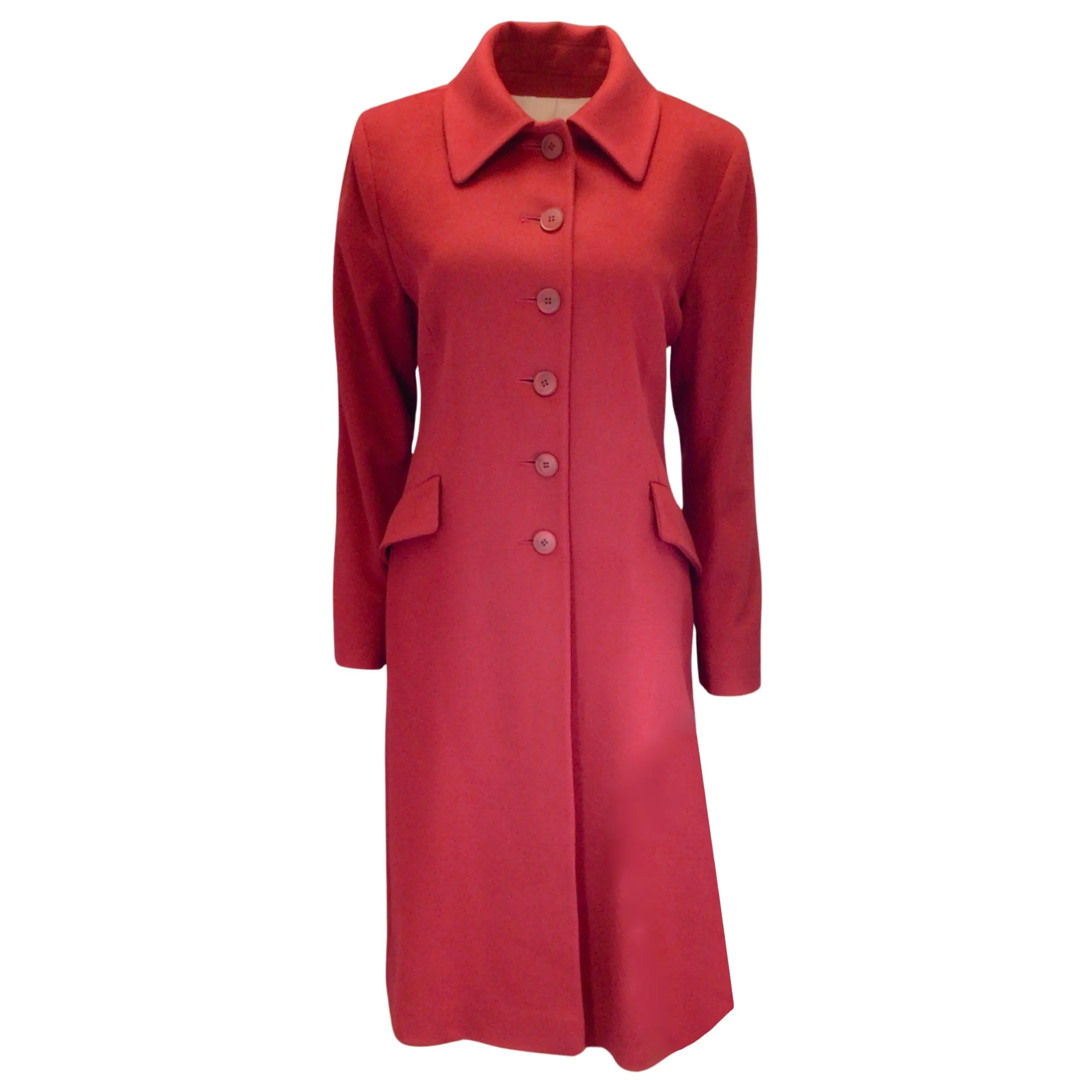 Fleurette Pomegranate Wool Trench Coat