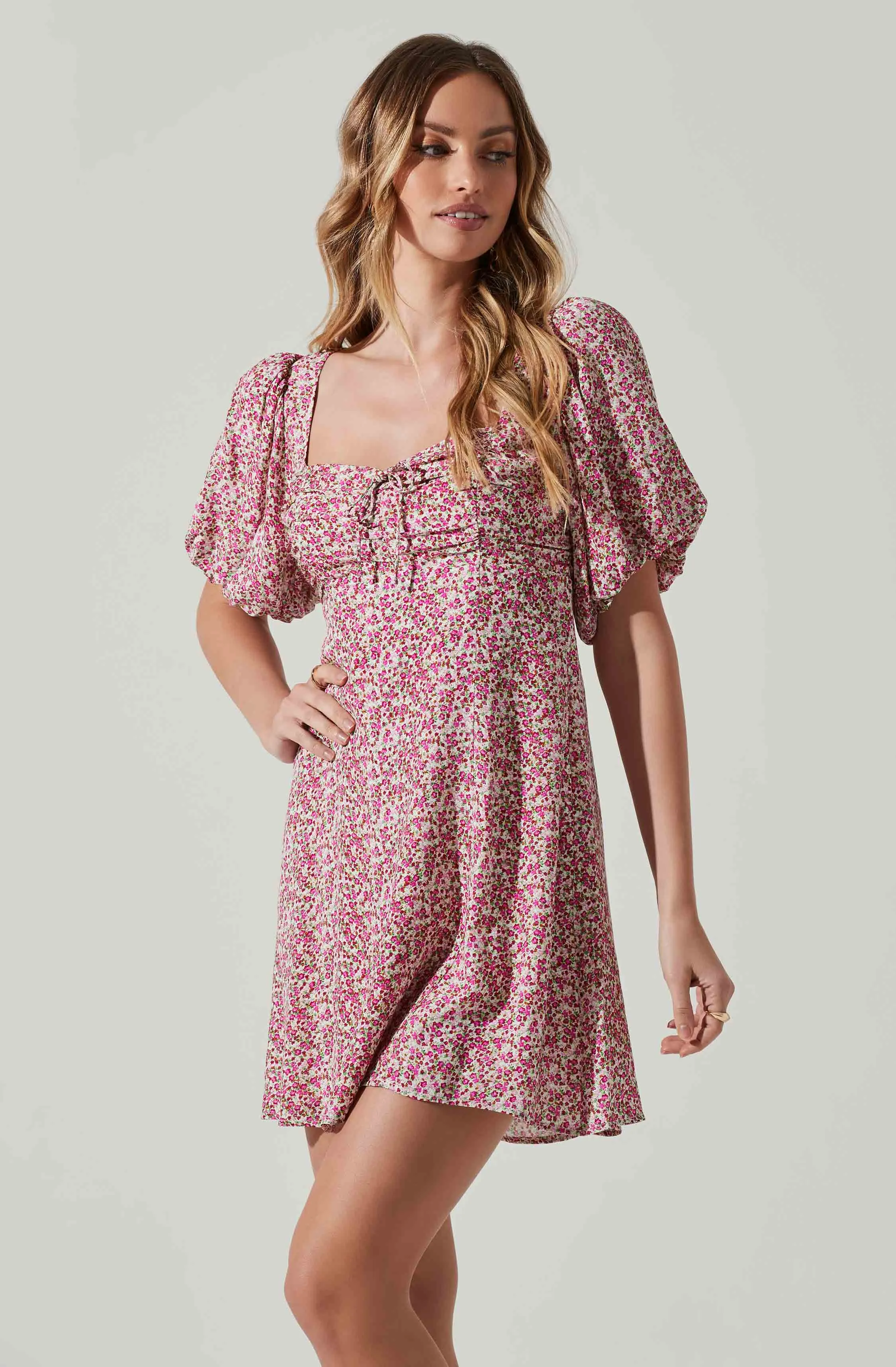 Floral Puff Sleeve Mini Dress