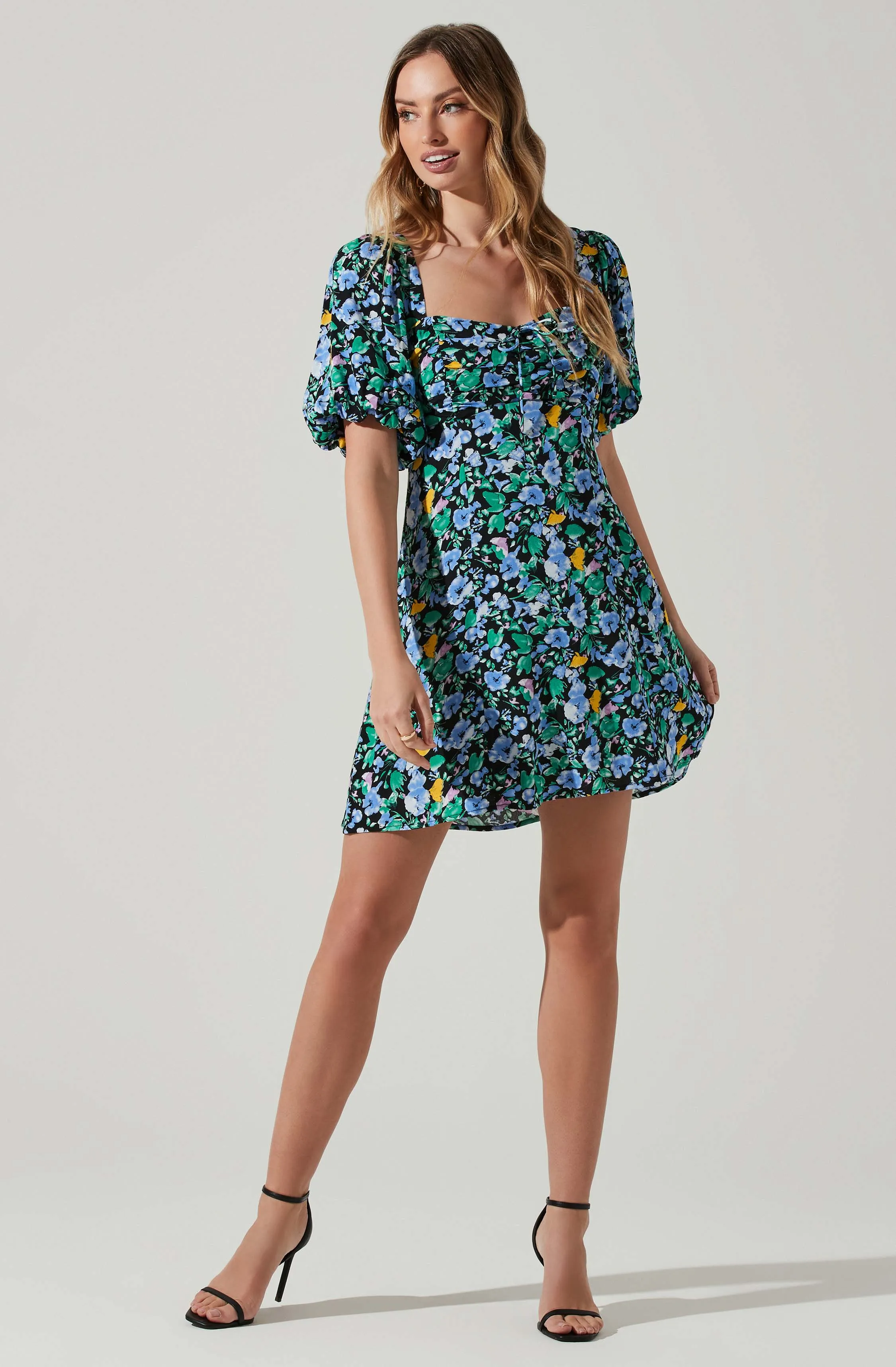 Floral Puff Sleeve Mini Dress