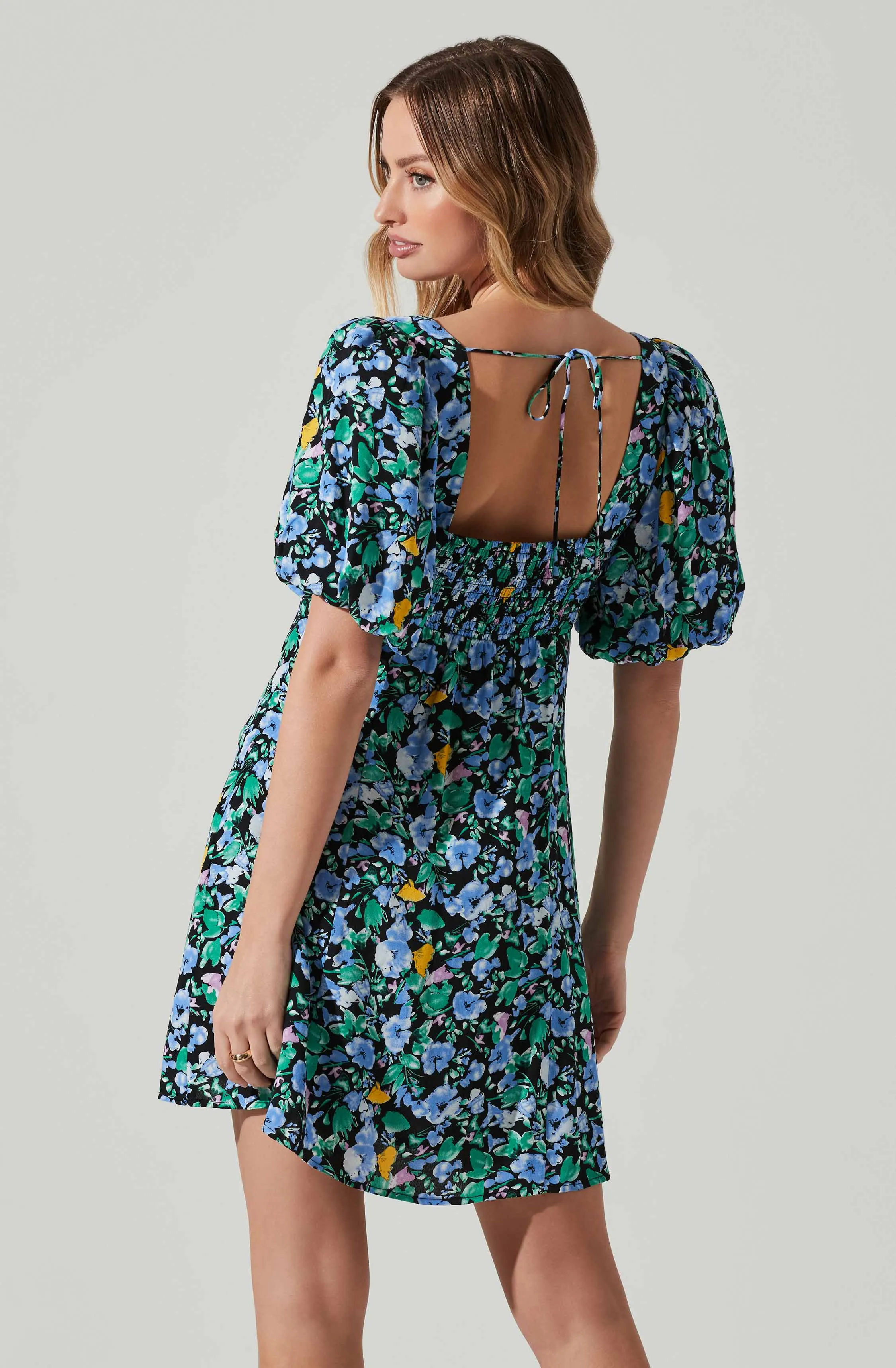 Floral Puff Sleeve Mini Dress