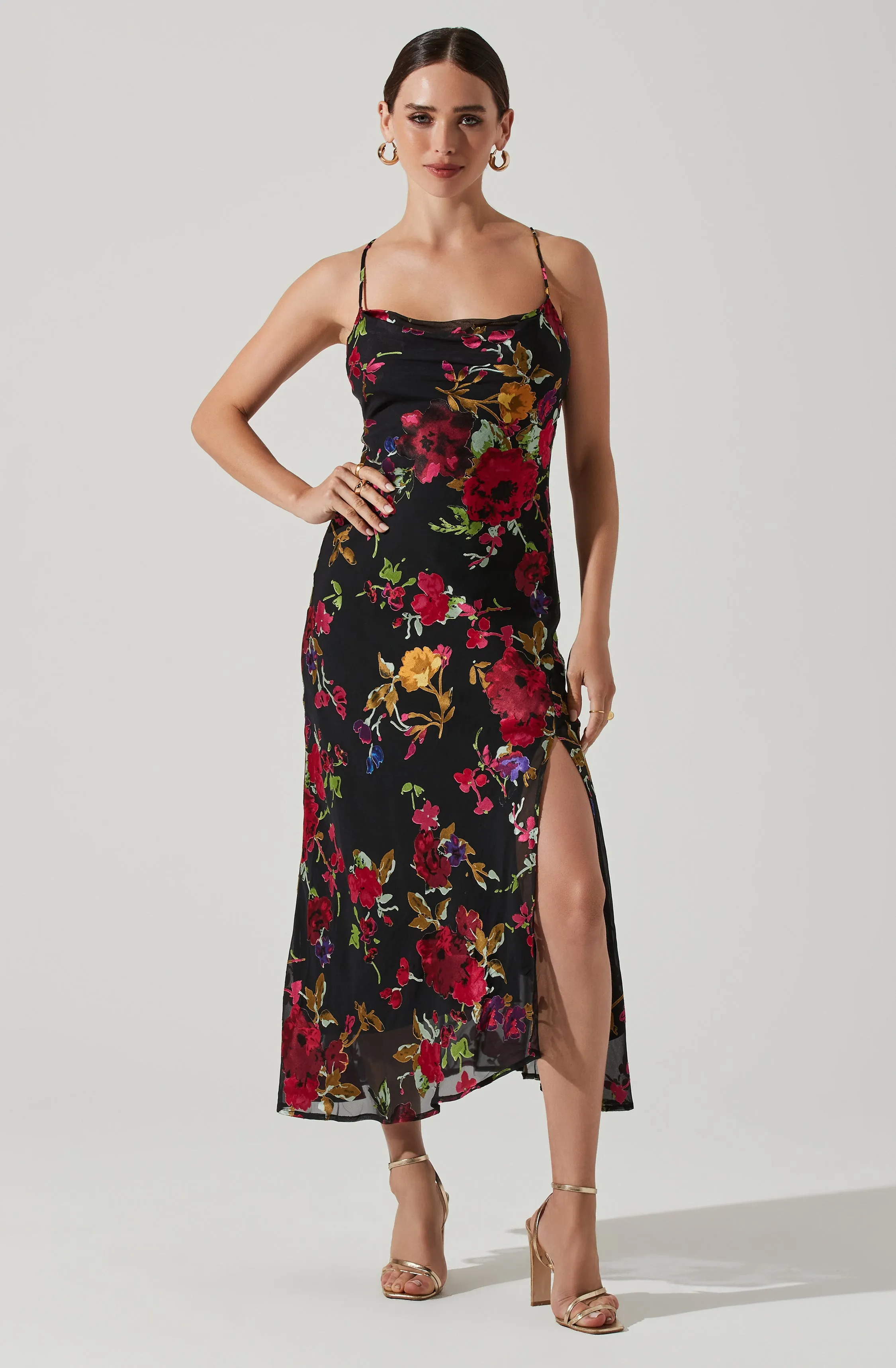 Gaia Floral Burnout Midi Dress