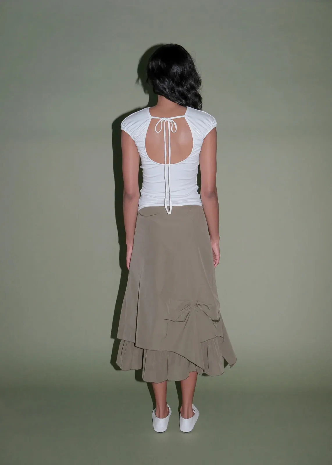 Chic Olive Green Geel Prima Midi Skirt - Stylish and Versatile