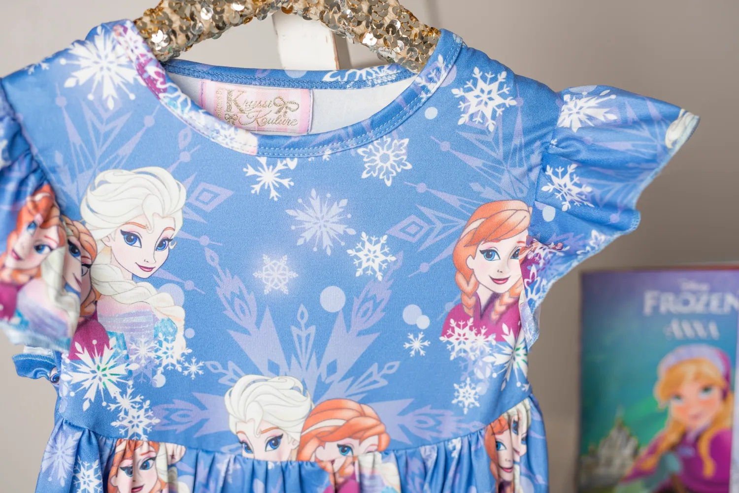 Girls Fun Character Dresses - Blue Sister Snowflake