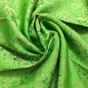 Green Silk with Chrysanthemum Pattern Fabric