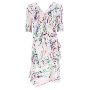 Isabel Marant Abstract Print Ruffle Silk Dress. Size 40FR