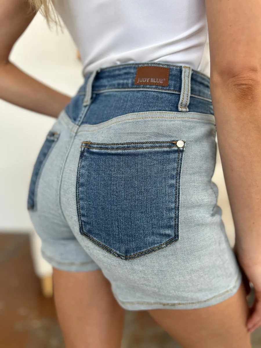 Judy Blue Color Block Denim Shorts [Online Exclusive]