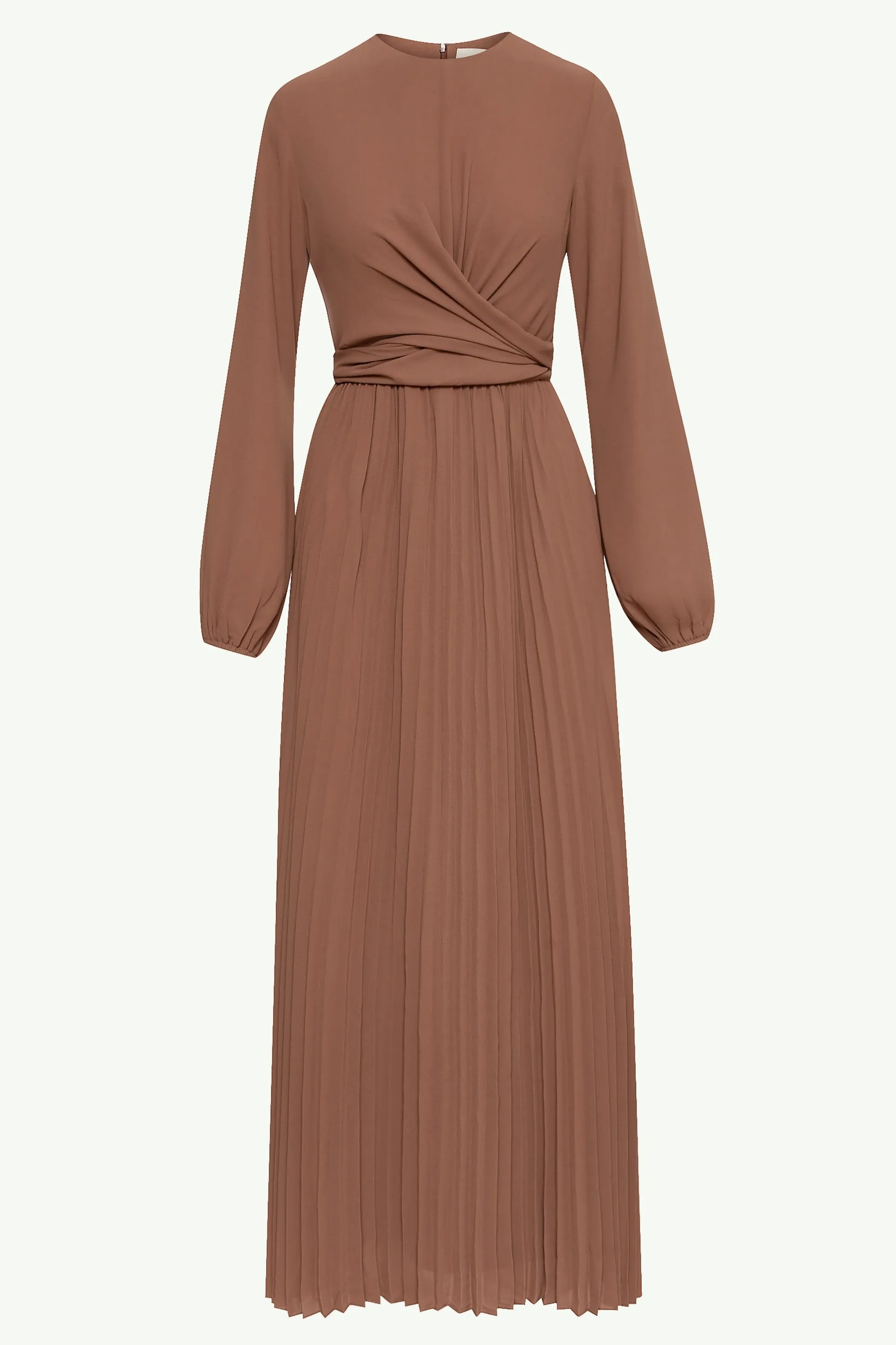 Layana Pleated Wrap Waist Maxi Dress - Pecan