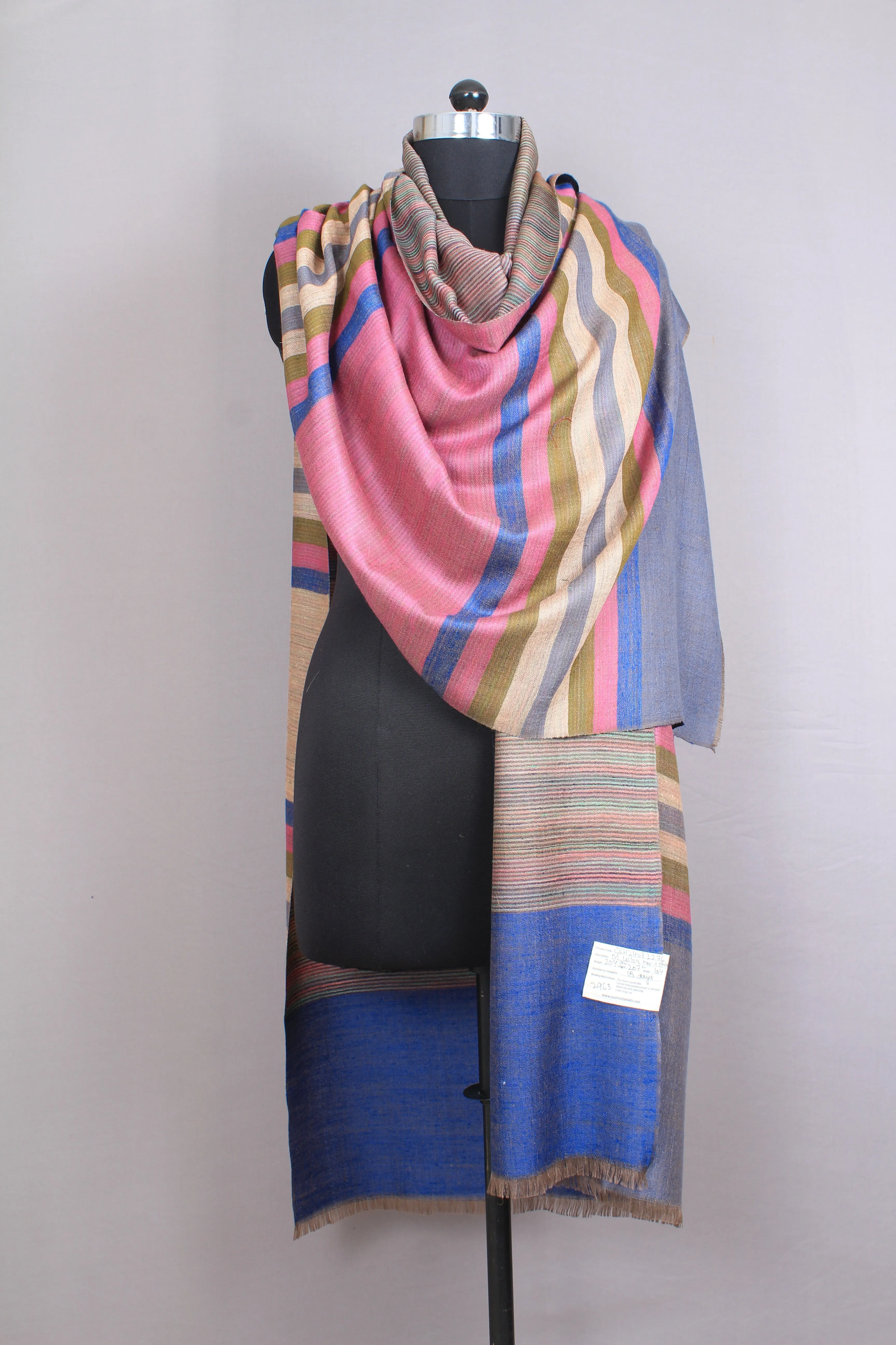 Philippe Multi Coloured Strips & Reversible Cashmere Shawl