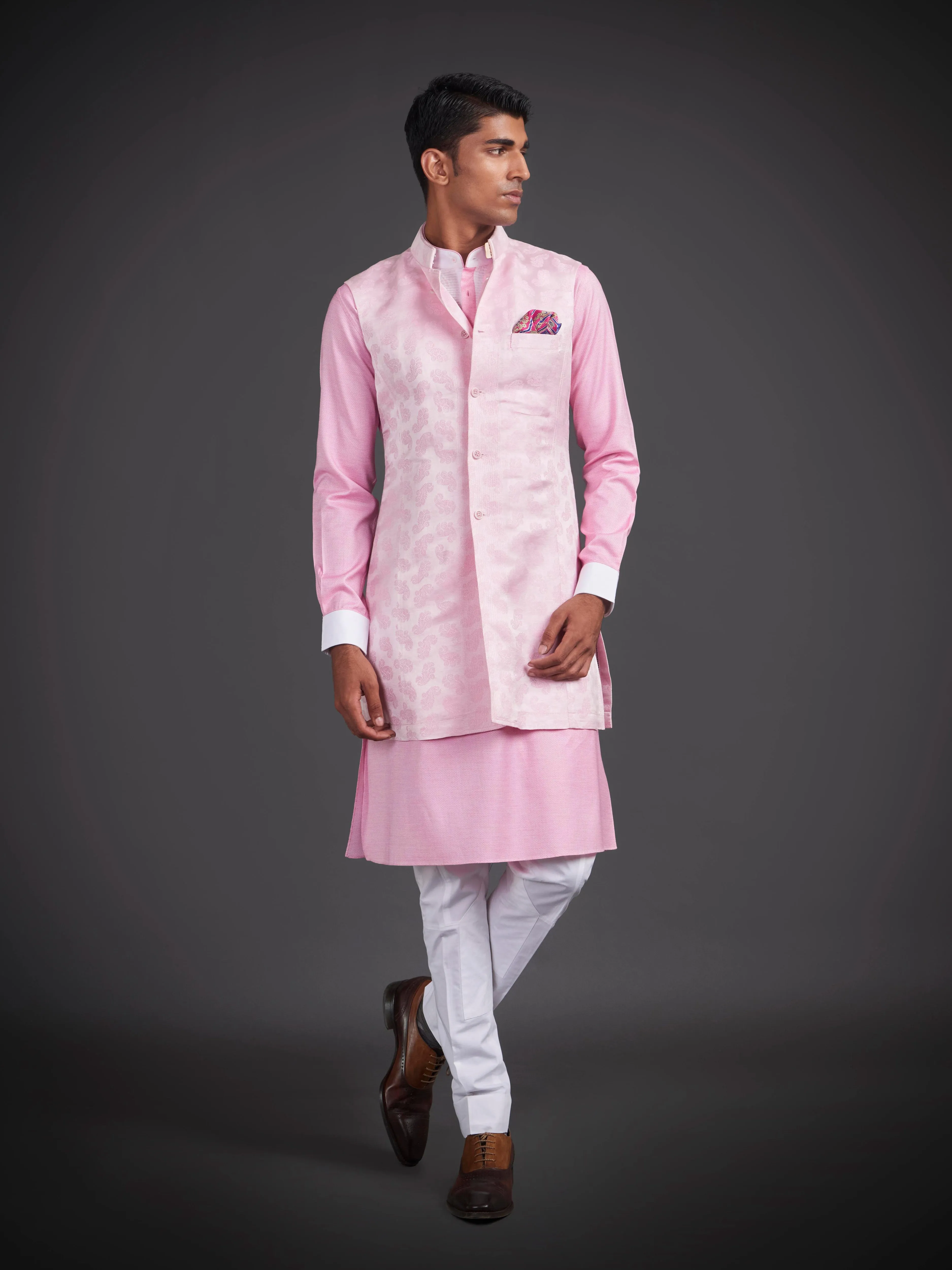 PINK LINEN LONG WAISTCOAT