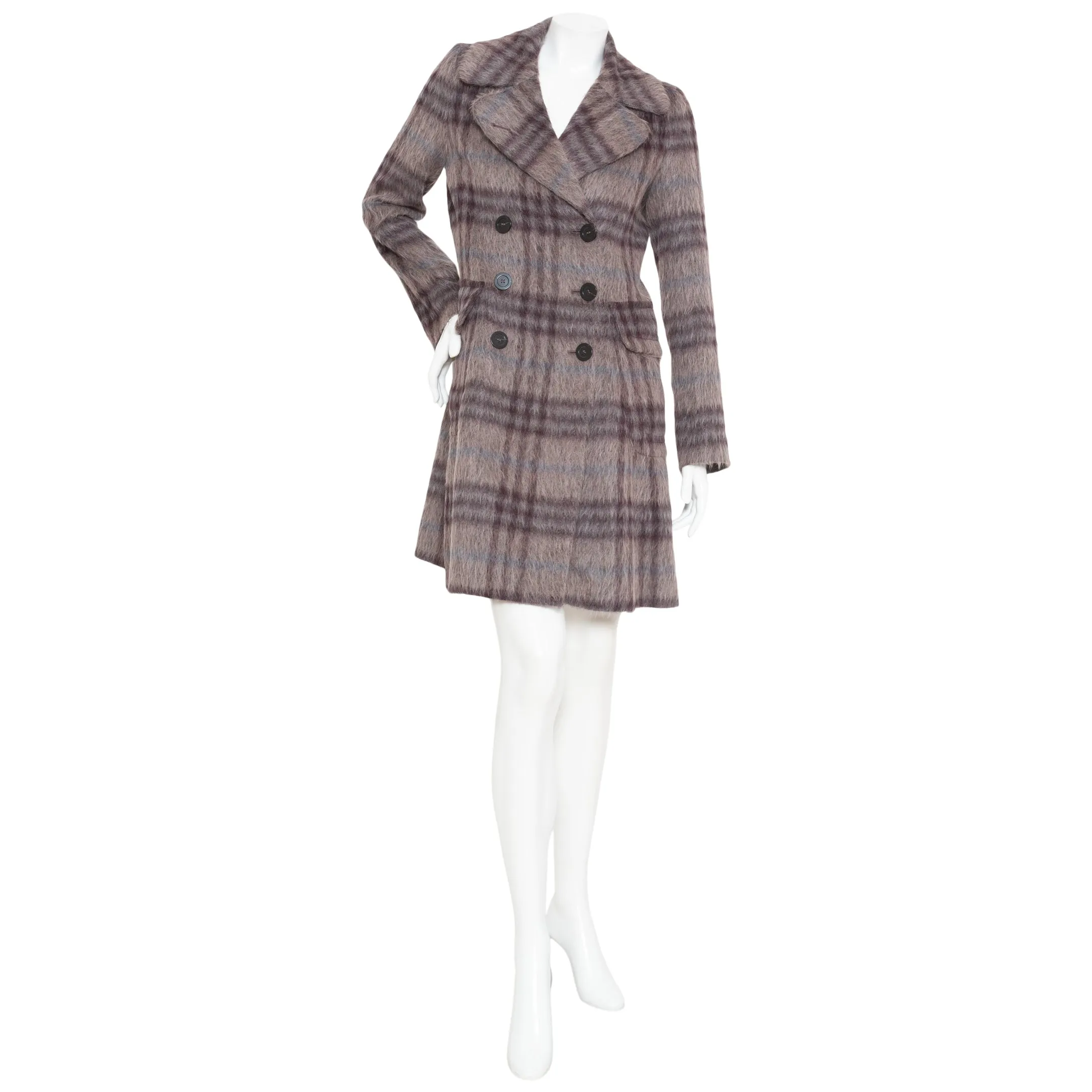 Plaid Print Wool and Alpaca-Blend Trench Coat