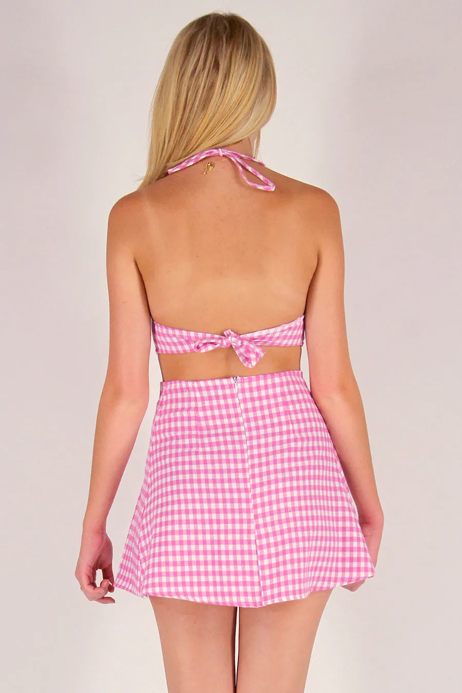 Pleated Skirt - Flannel Pink Checker