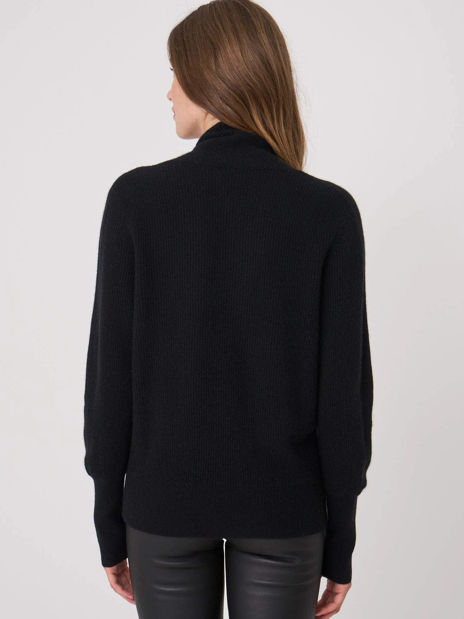 Repeat Cashmere - Rib Knit Wrap Sweater - Black