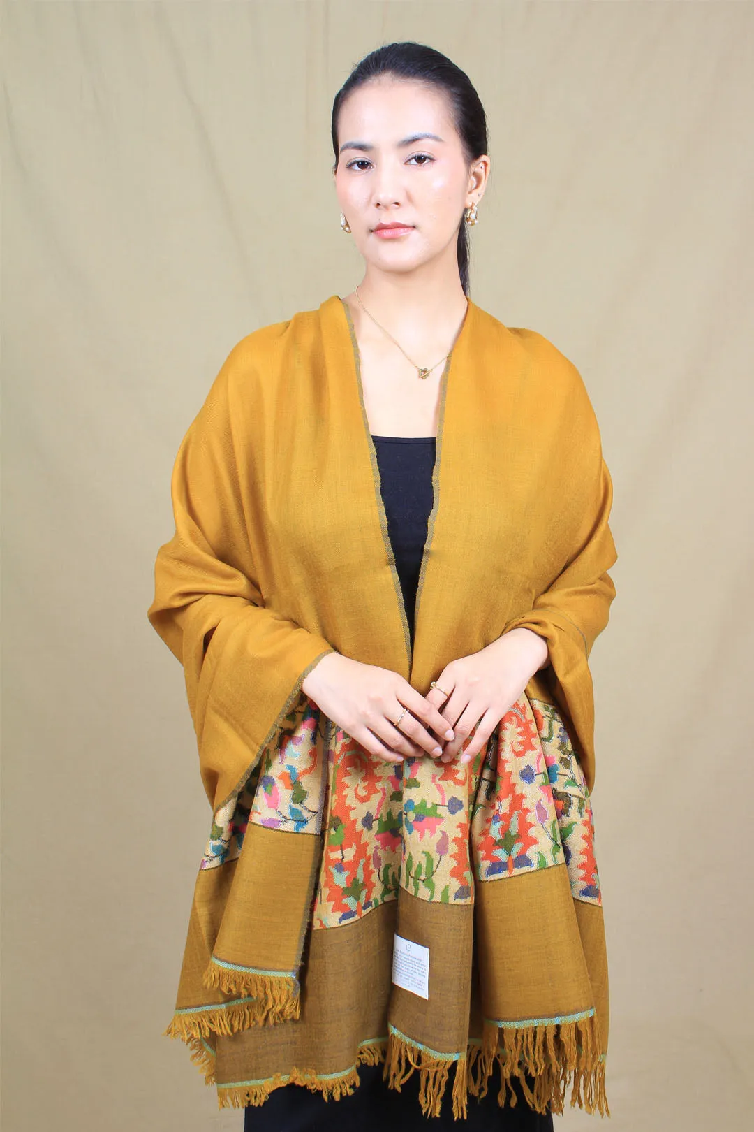 Roshni Goldenrod Paldar Kani Pashmina Shawl