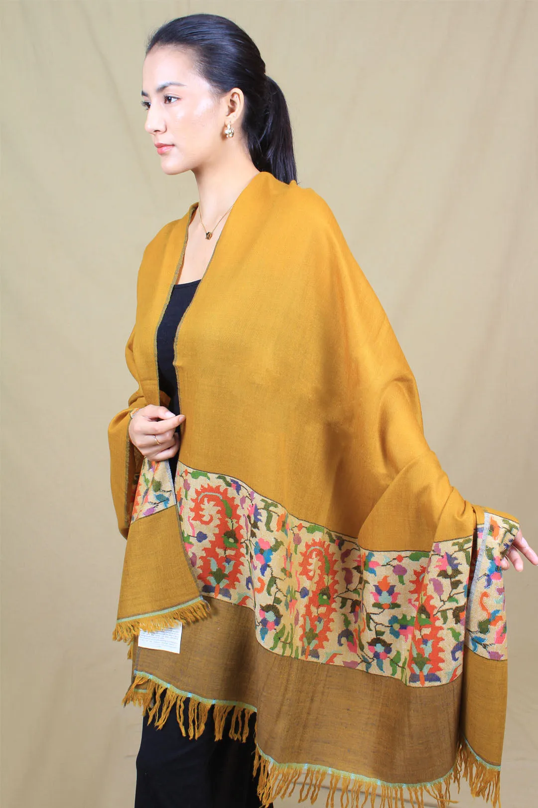 Roshni Goldenrod Paldar Kani Pashmina Shawl