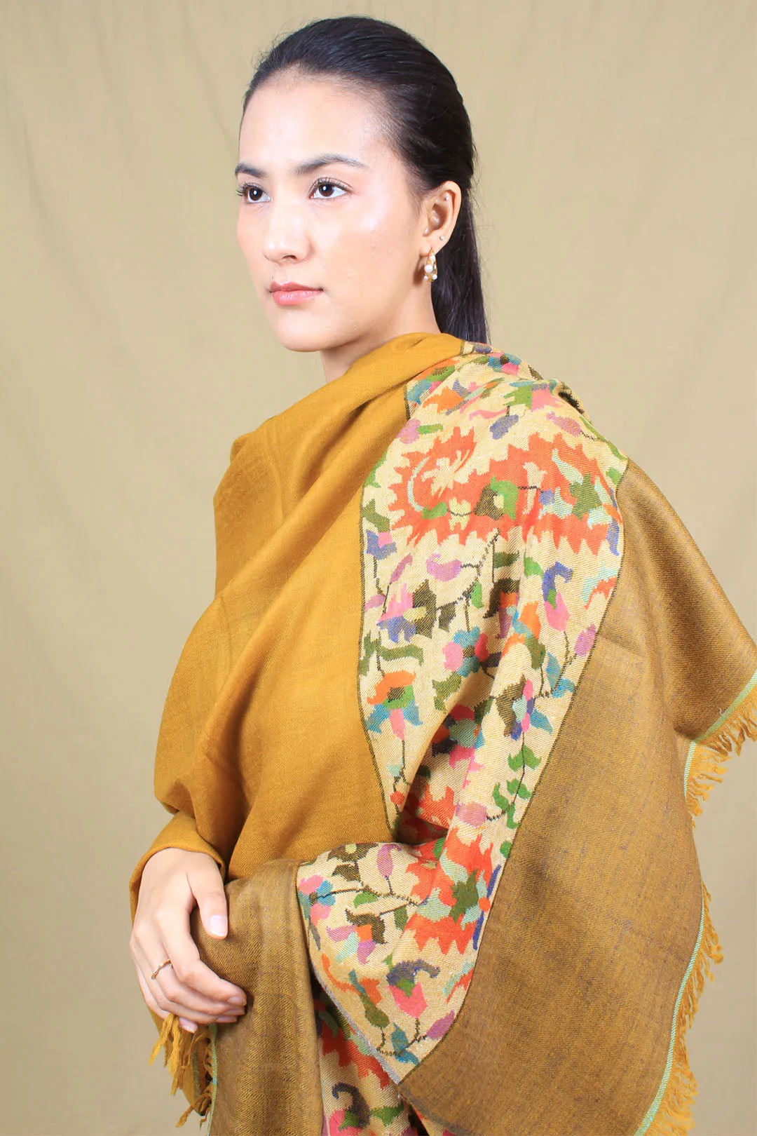 Roshni Goldenrod Paldar Kani Pashmina Shawl