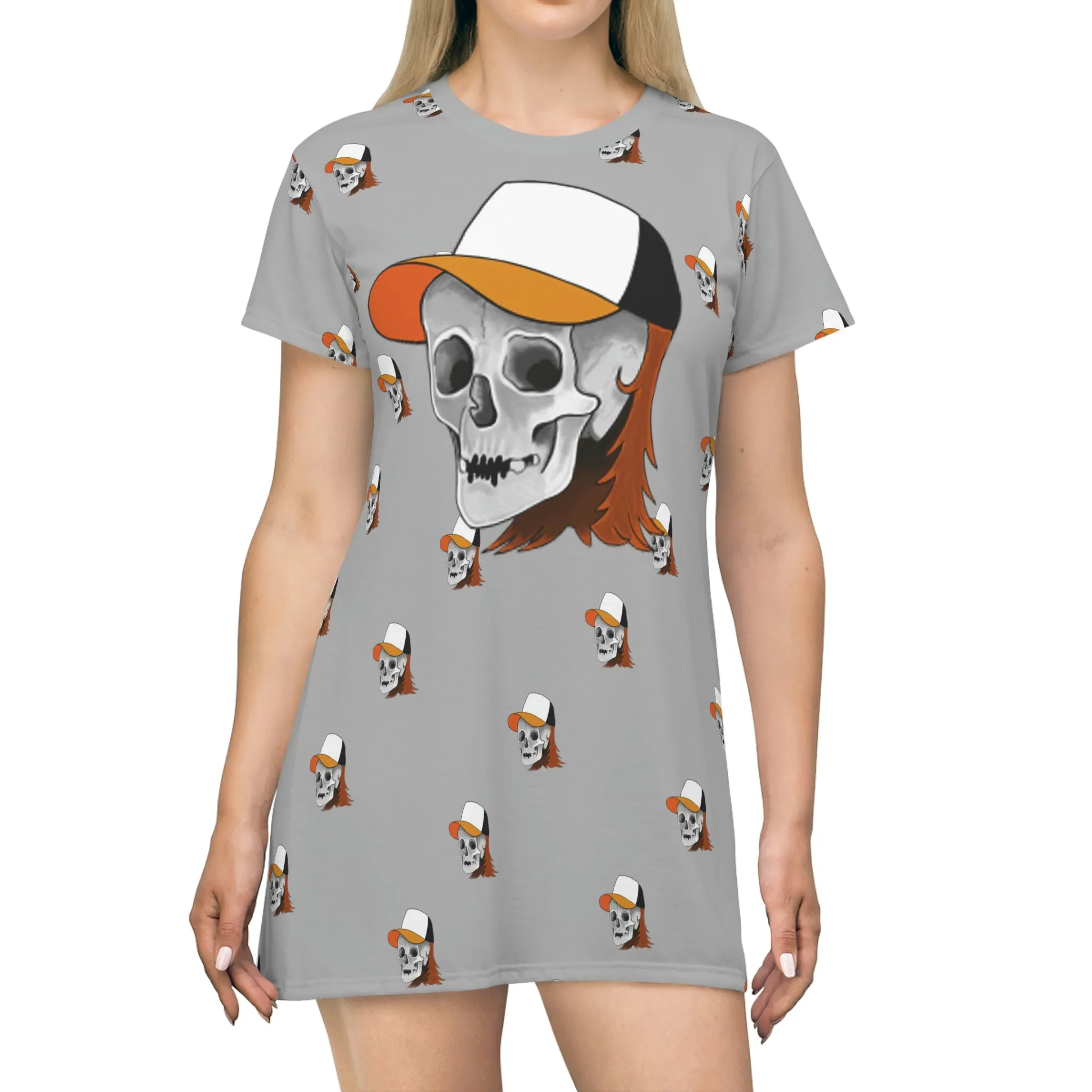 Skullet All Over Print T-Shirt Dress