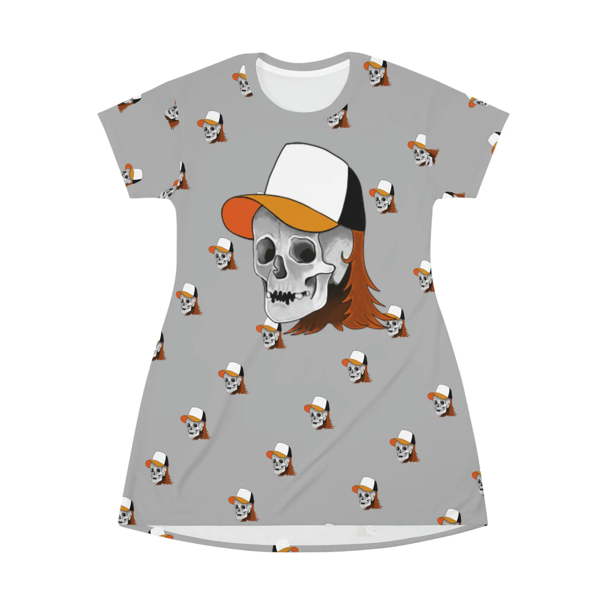 Skullet All Over Print T-Shirt Dress