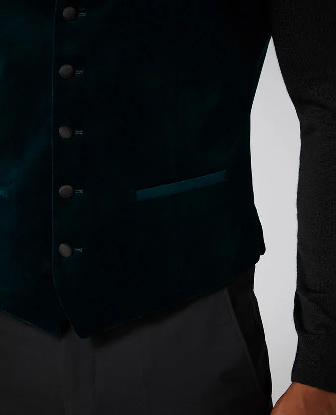 Slim Fit Cotton-Stretch Velvet Waistcoat