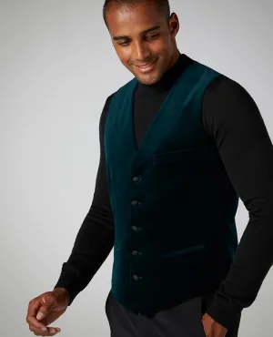 Slim Fit Cotton-Stretch Velvet Waistcoat