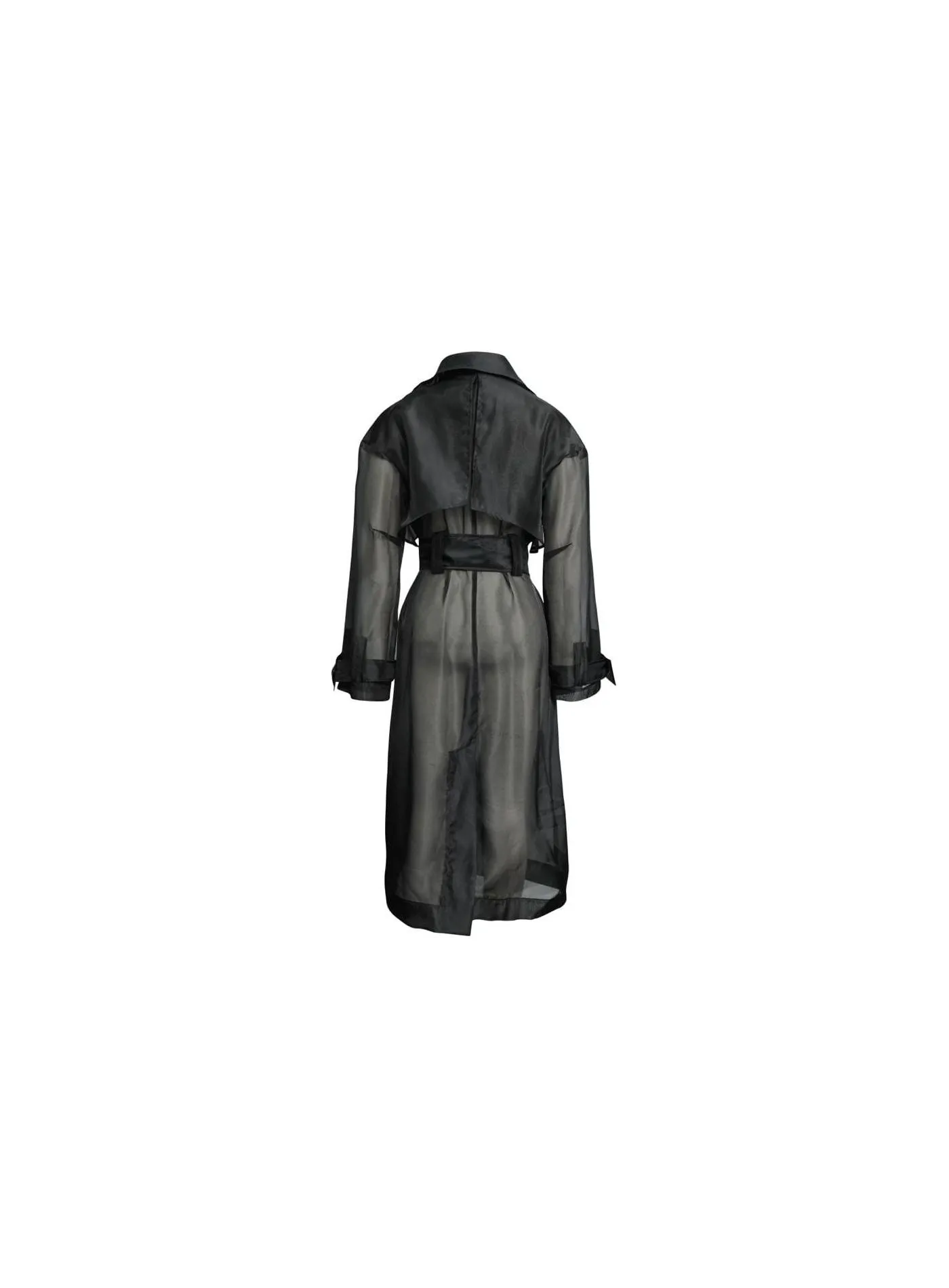 Trench Coat Raven Black In Organza