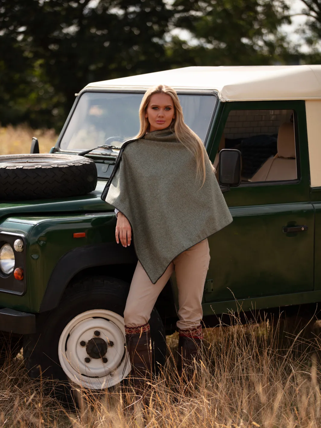 Tweed Shawl - Green Herringbone