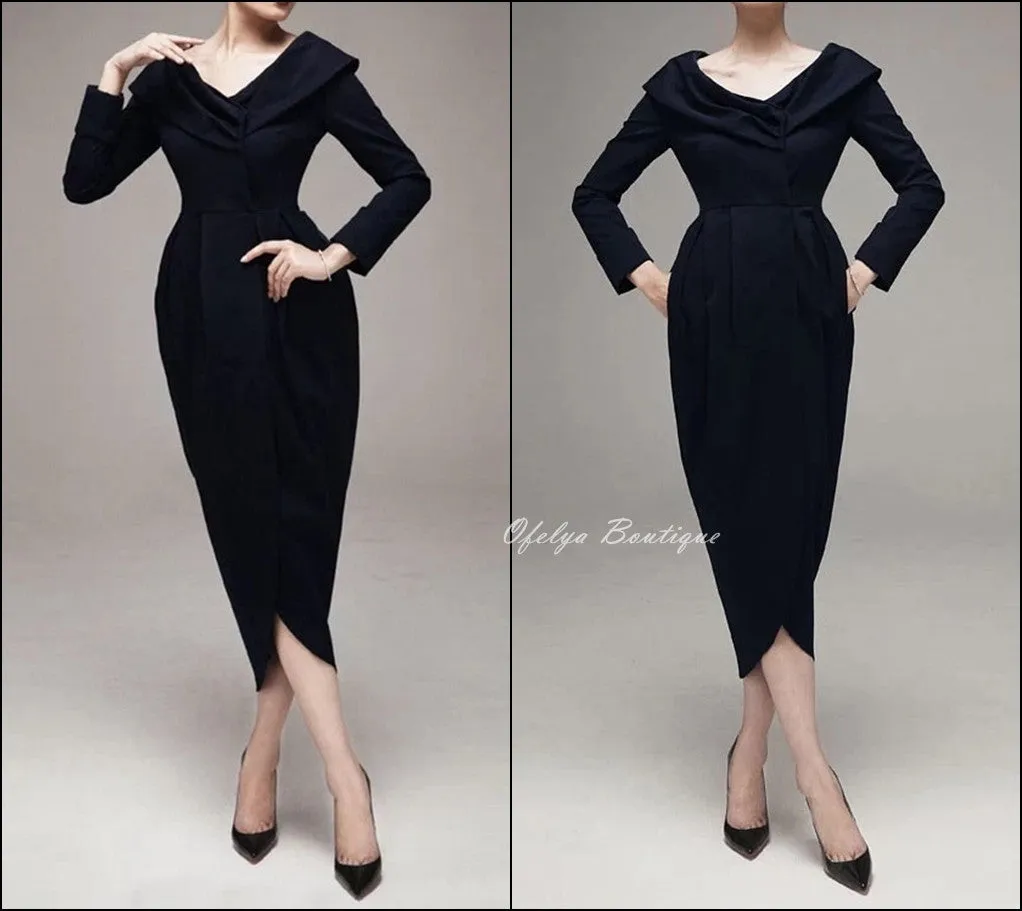 Women Draped Pleating Asymmetric Hem Woolen Dress Jacket