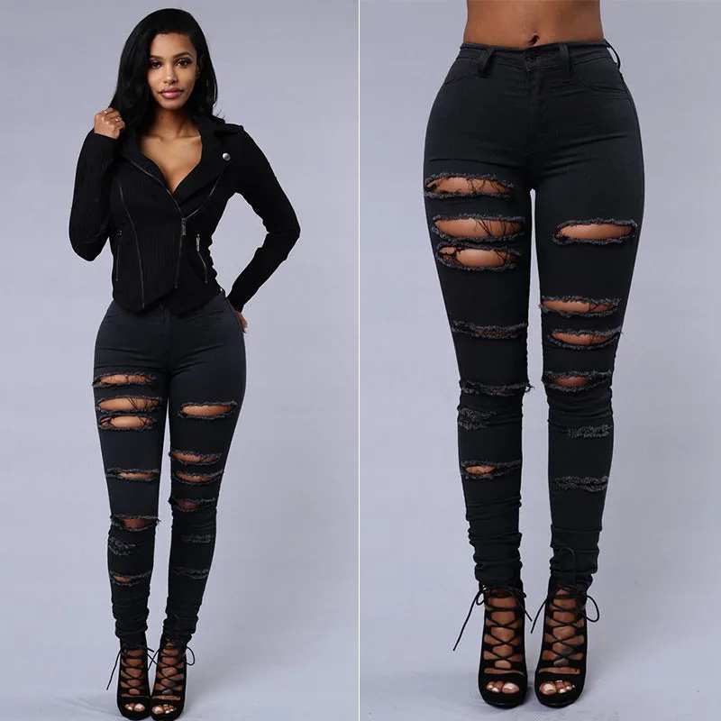 Women’s High-Waist Ripped Skinny Jeans – Stylish, Comfortable Fit